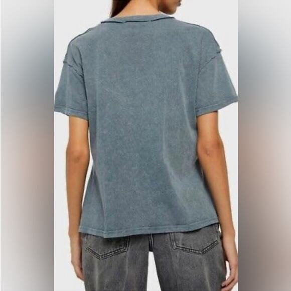 FREE PEOPLE Women's Lace Up Plunge V-Neck Split Hem Oversized Cotton Tee Size XS - Picture 3 of 9